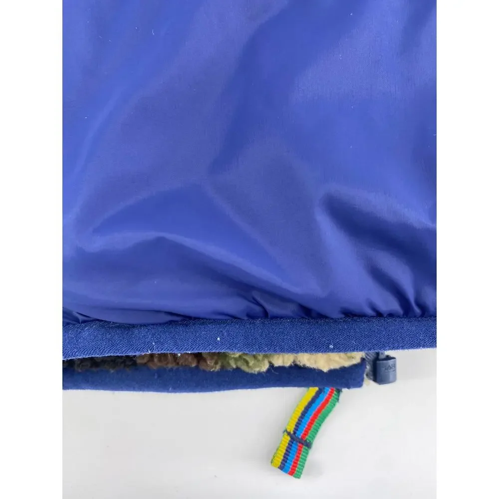 Mini Boden Reversible Camo Sherpa /blue Full Zip Vest Boys 3-4Y